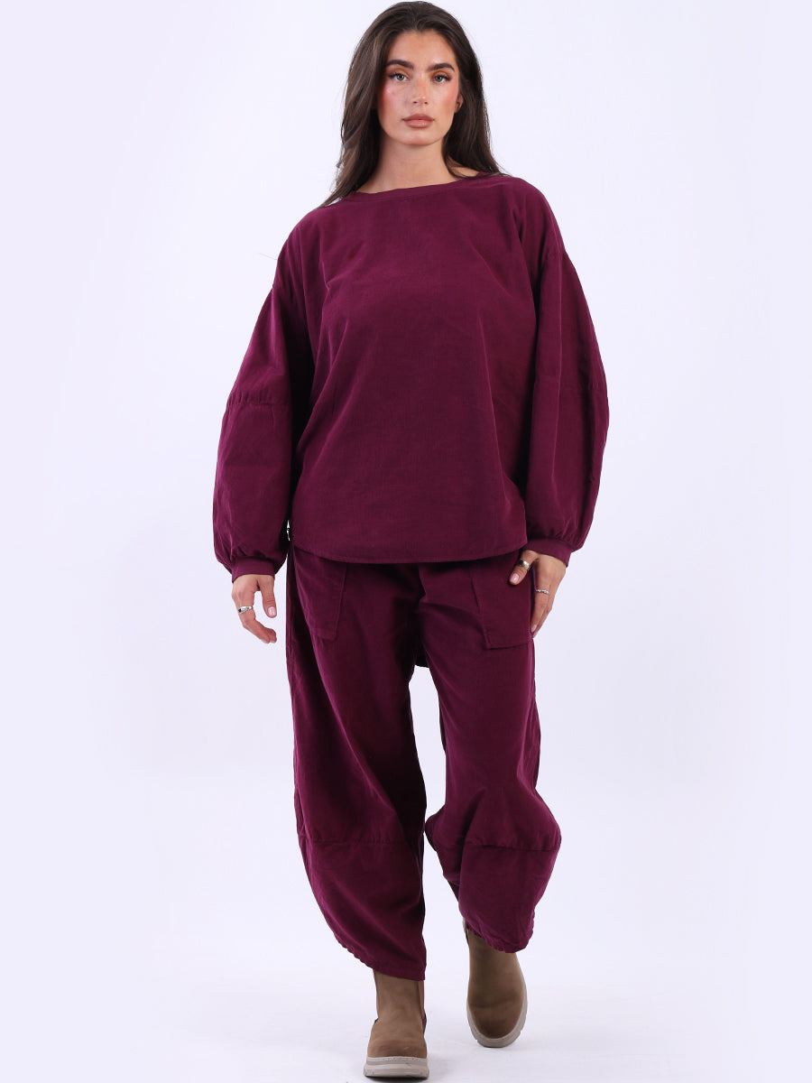 Cotton Corduroy Baggy Batwing Top