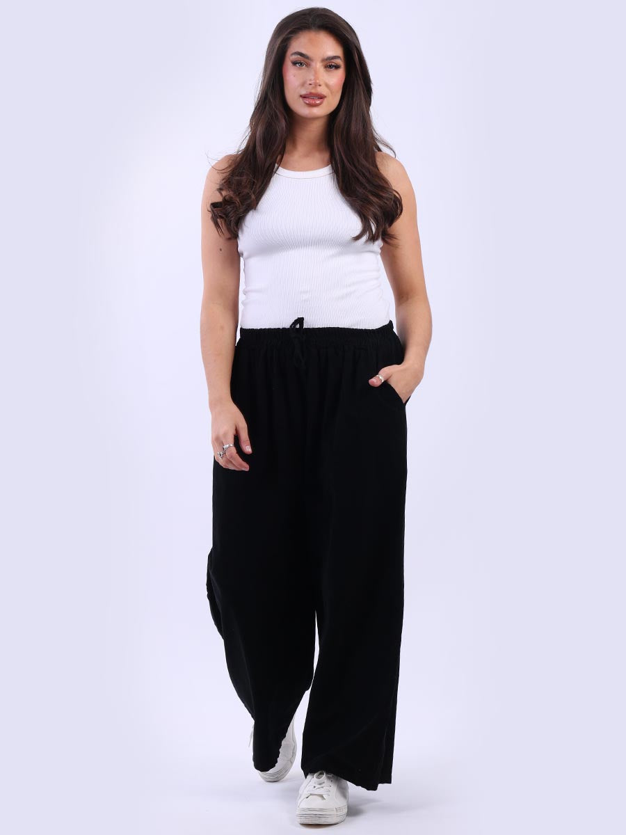 Plain Cotton Corduroy Wide Leg Palazzo