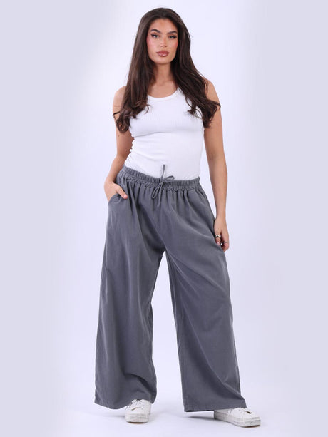 Plain Cotton Corduroy Wide Leg Palazzo