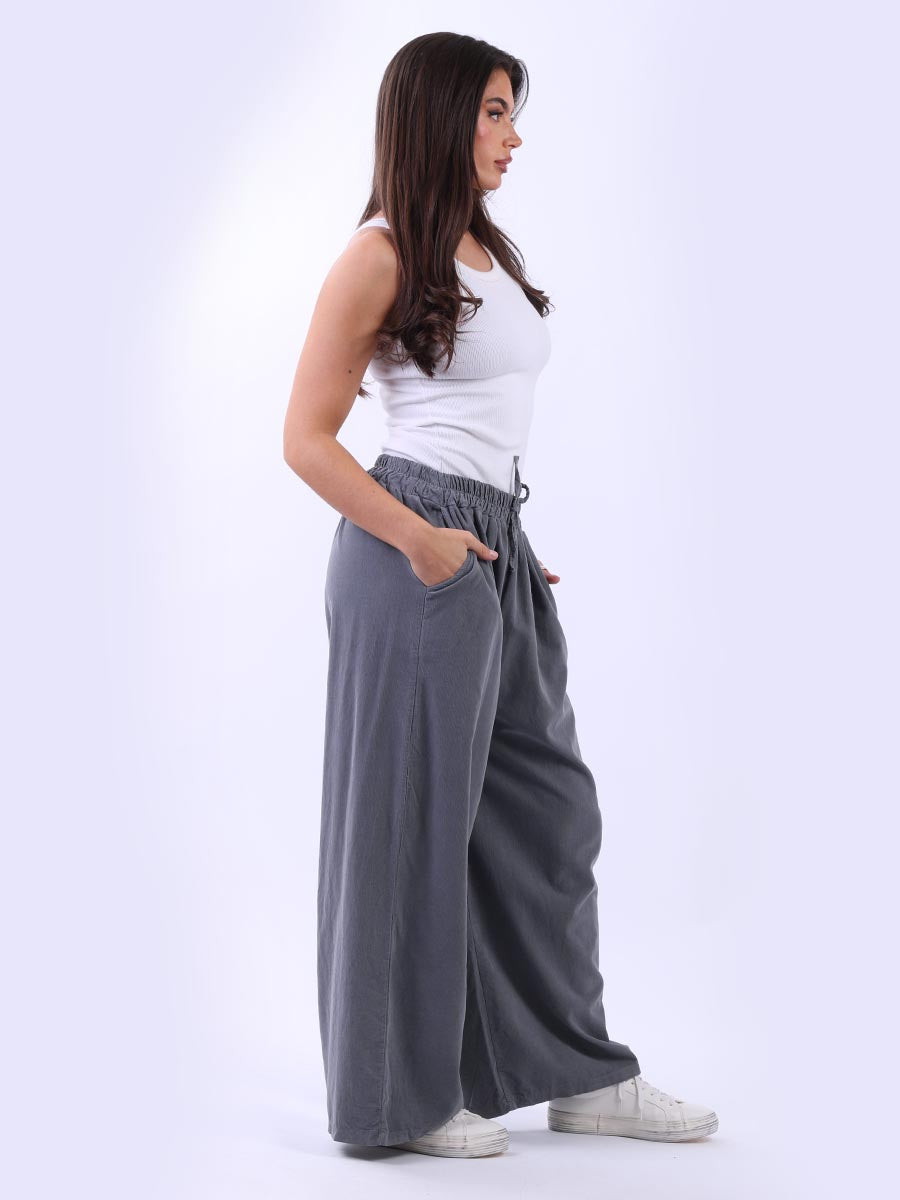 Plain Cotton Corduroy Wide Leg Palazzo