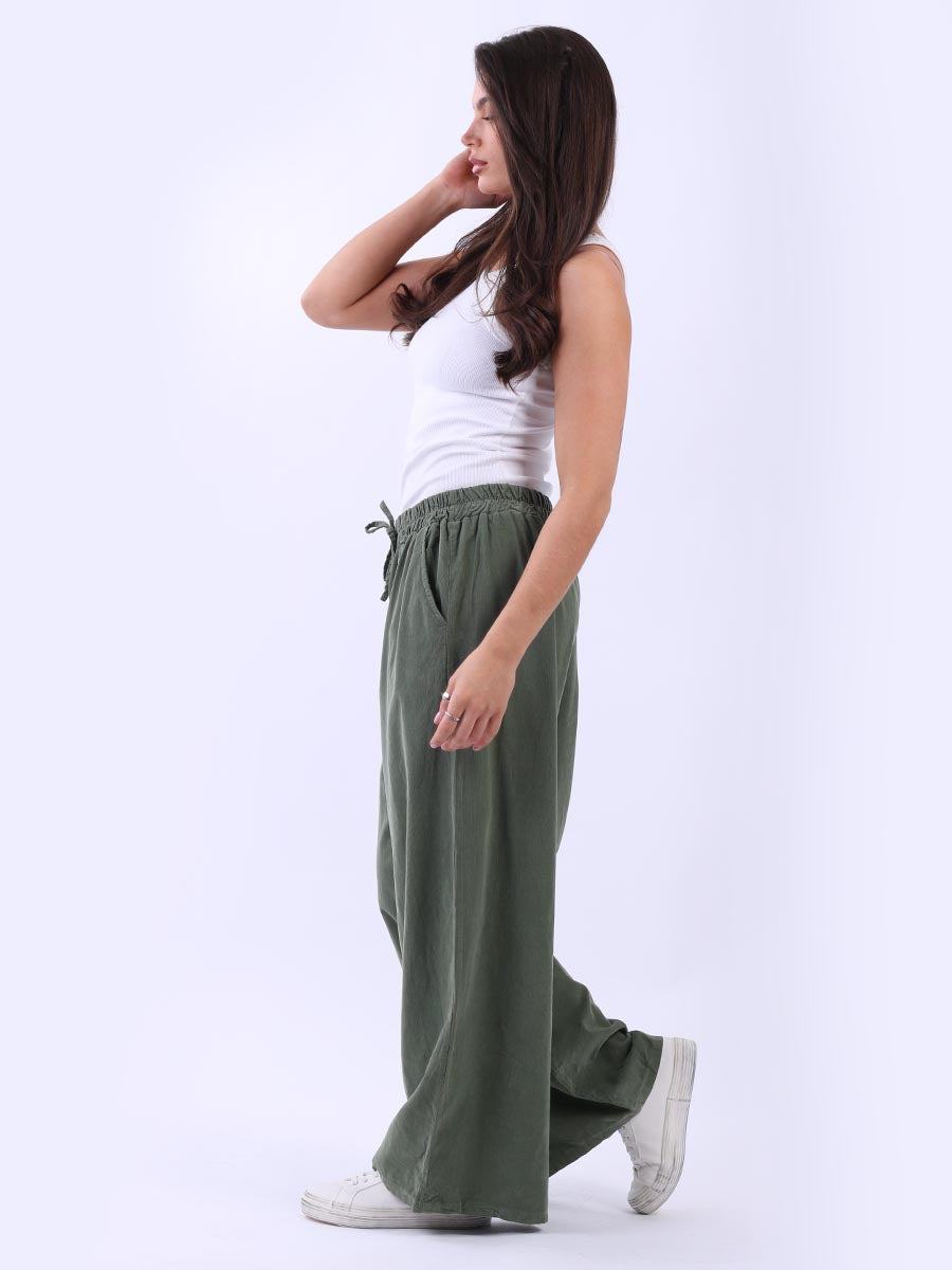 Plain Cotton Corduroy Wide Leg Palazzo