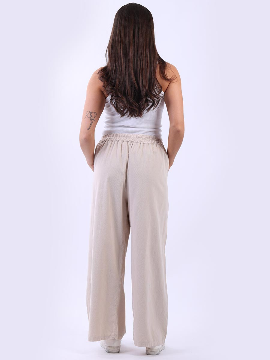 Plain Cotton Corduroy Wide Leg Palazzo