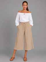Wide Leg Capri Trouser Camel