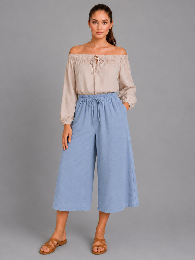 Wide Leg Capri Trouser Denim