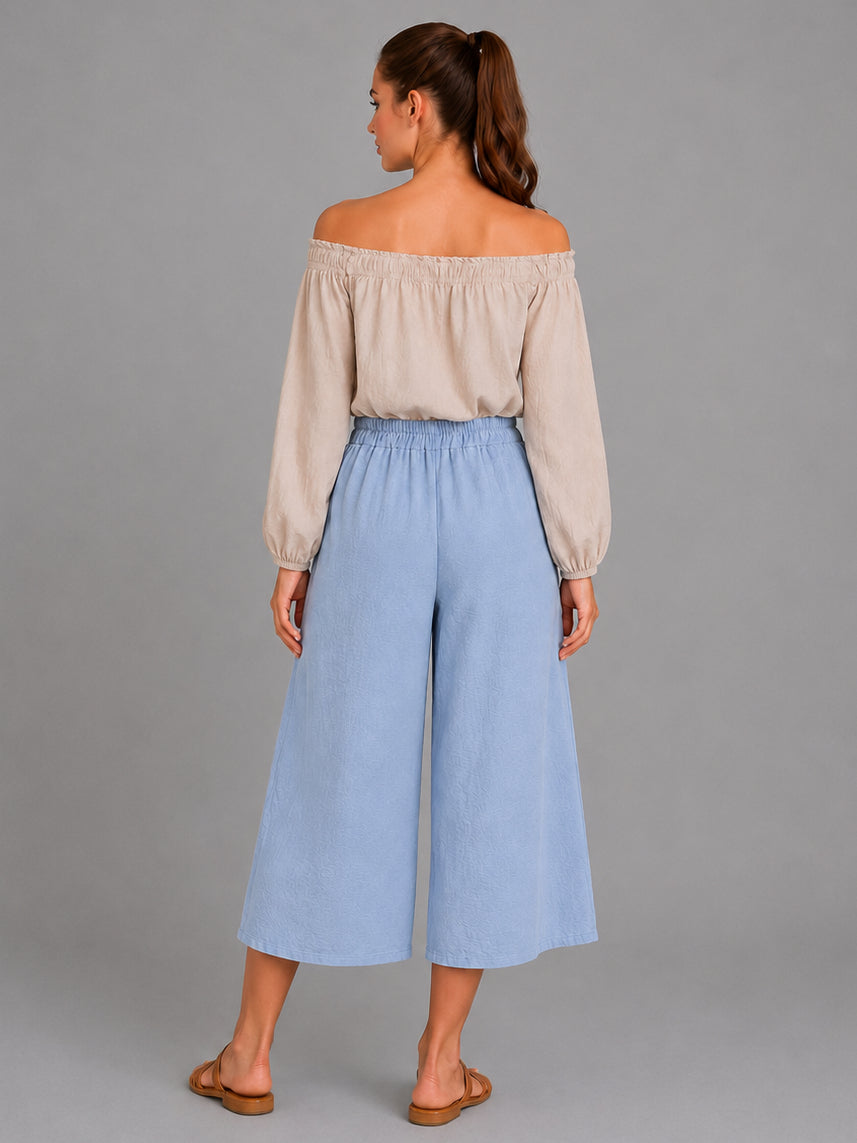 Side Pockets Wide Leg Culottes Pant