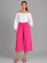 Wide Leg Capri Trouser Fuchsia