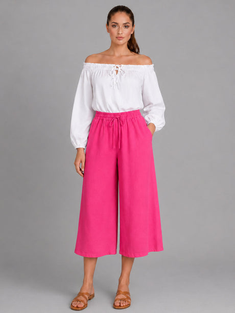 Wide Leg Capri Trouser Fuchsia