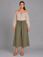 Wide Leg Capri Trouser Khaki