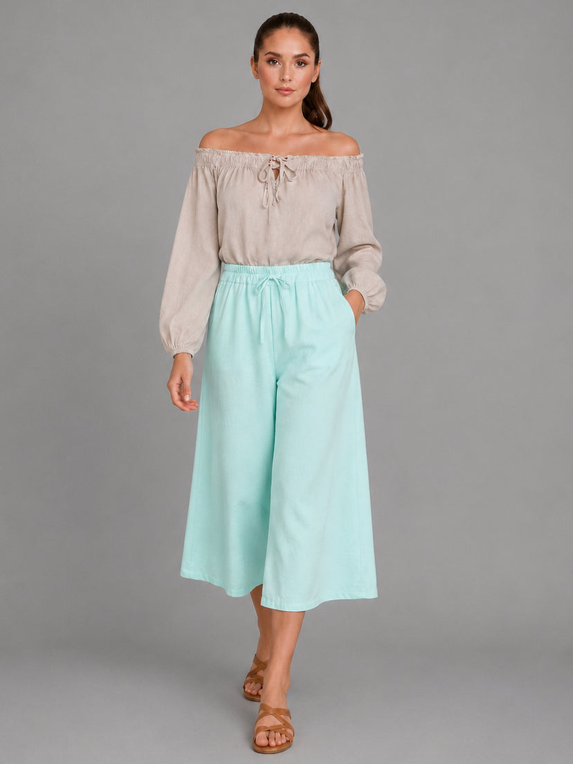 Wide Leg Capri Trouser Mint
