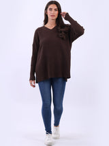 Women Baggy Knitted Plain Jumper