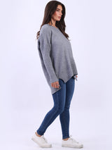 Women Baggy Knitted Plain Jumper