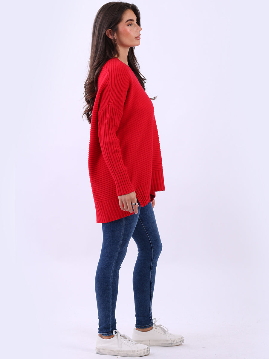 Women Baggy Knitted Plain Jumper