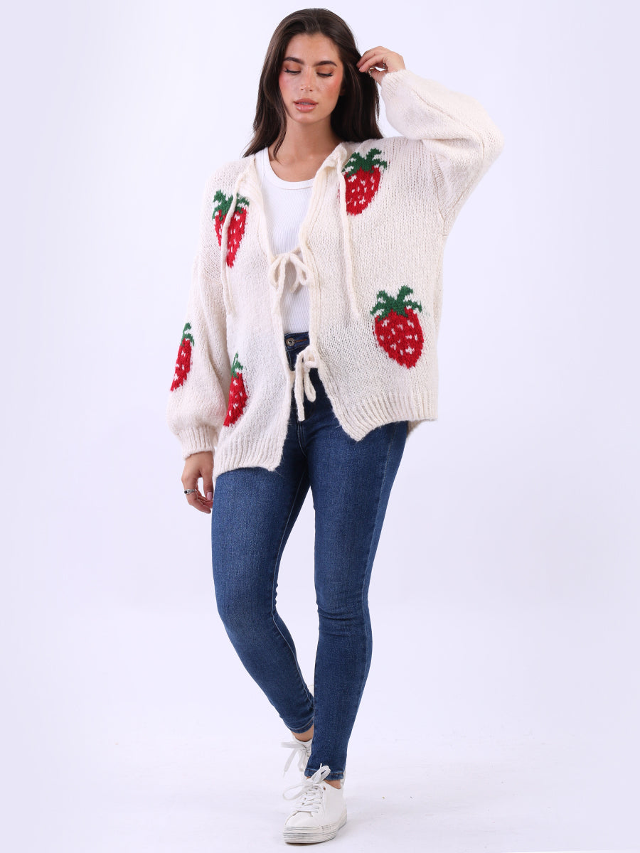 Women Strawberry Knit Woolen Cardigan