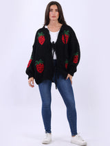 Women Strawberry Knit Woolen Cardigan