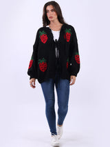 Women Strawberry Knit Woolen Cardigan