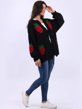 Women Strawberry Knit Woolen Cardigan