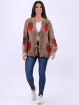 Women Strawberry Knit Woolen Cardigan