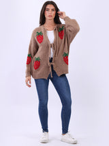 Women Strawberry Knit Woolen Cardigan