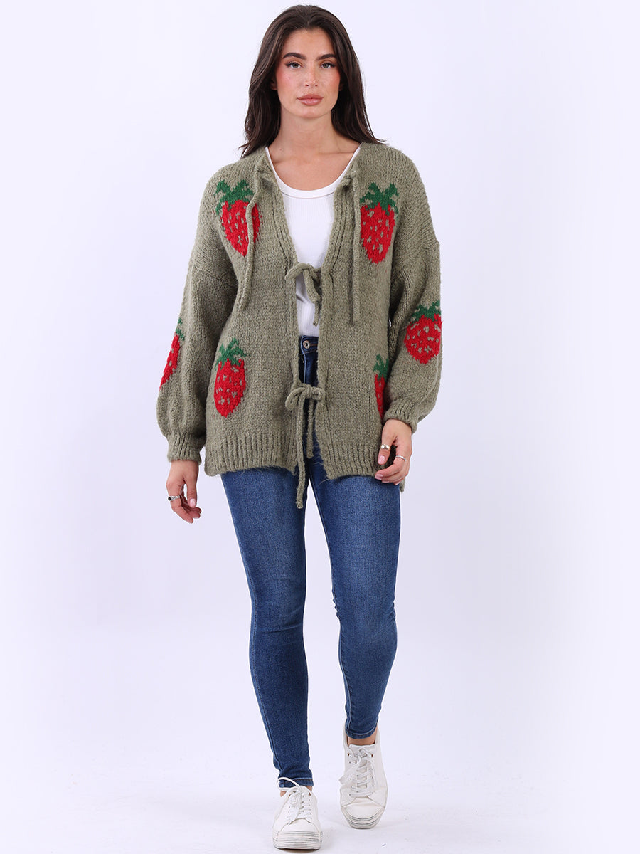 Women Strawberry Knit Woolen Cardigan