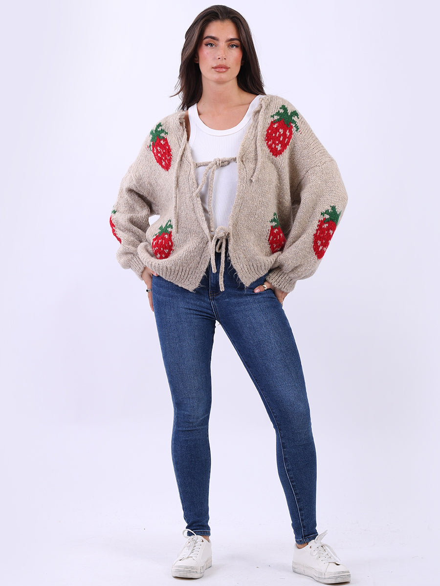 Women Strawberry Knit Woolen Cardigan