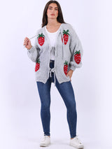 Women Strawberry Knit Woolen Cardigan