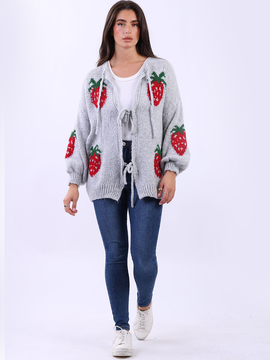 Women Strawberry Knit Woolen Cardigan