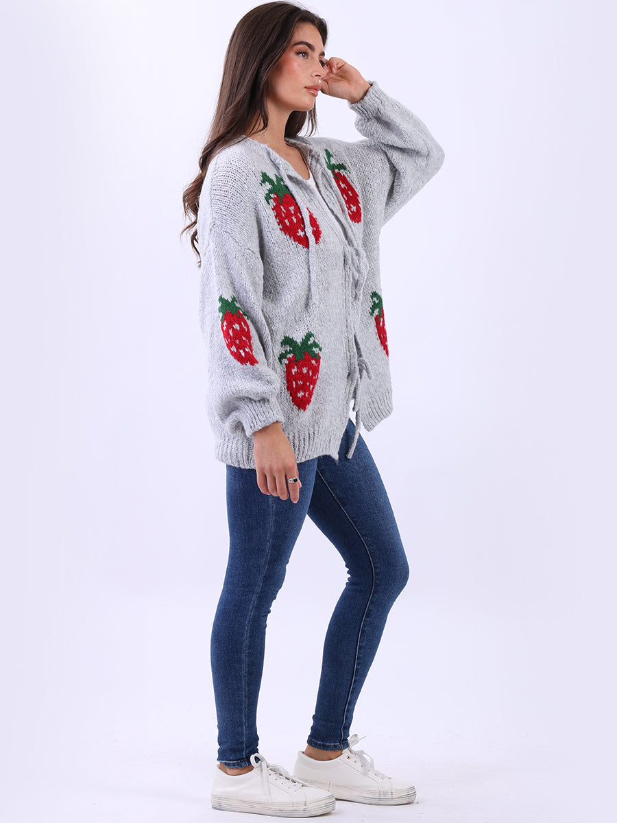 Women Strawberry Knit Woolen Cardigan