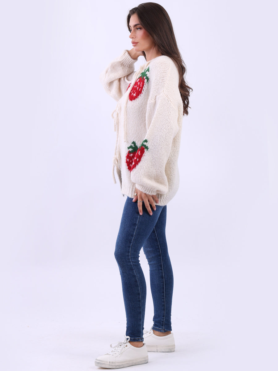 Women Strawberry Knit Woolen Cardigan