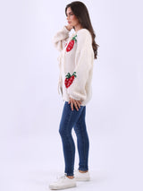 Women Strawberry Knit Woolen Cardigan