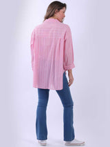 Women Stripy Collared Cotton Shirt