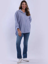 Ladies Stripy Shirt Navy