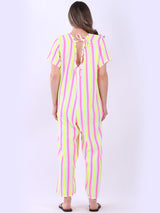 Multi Stripes Wide Leg Cotton Jumpsuit