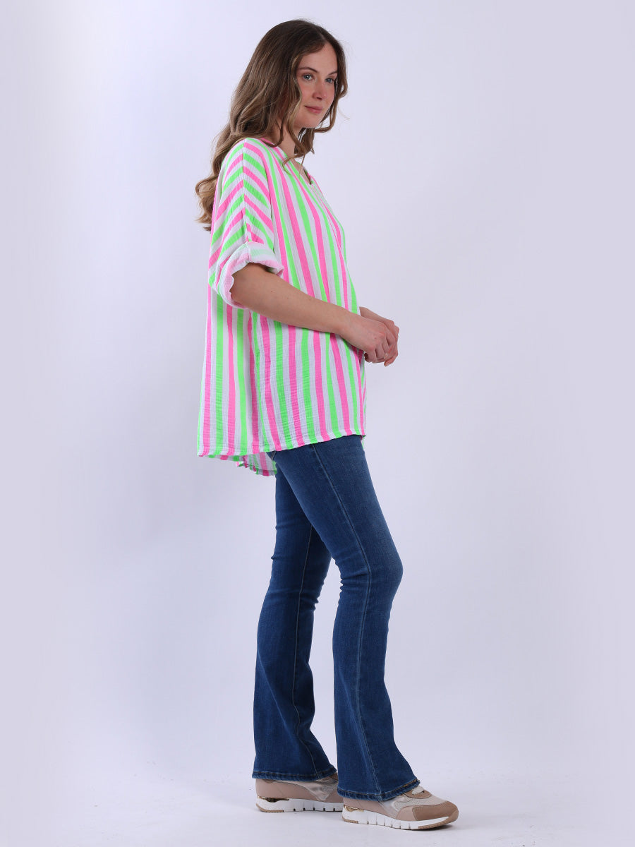 Multi Stripes Baggy Cotton Top
