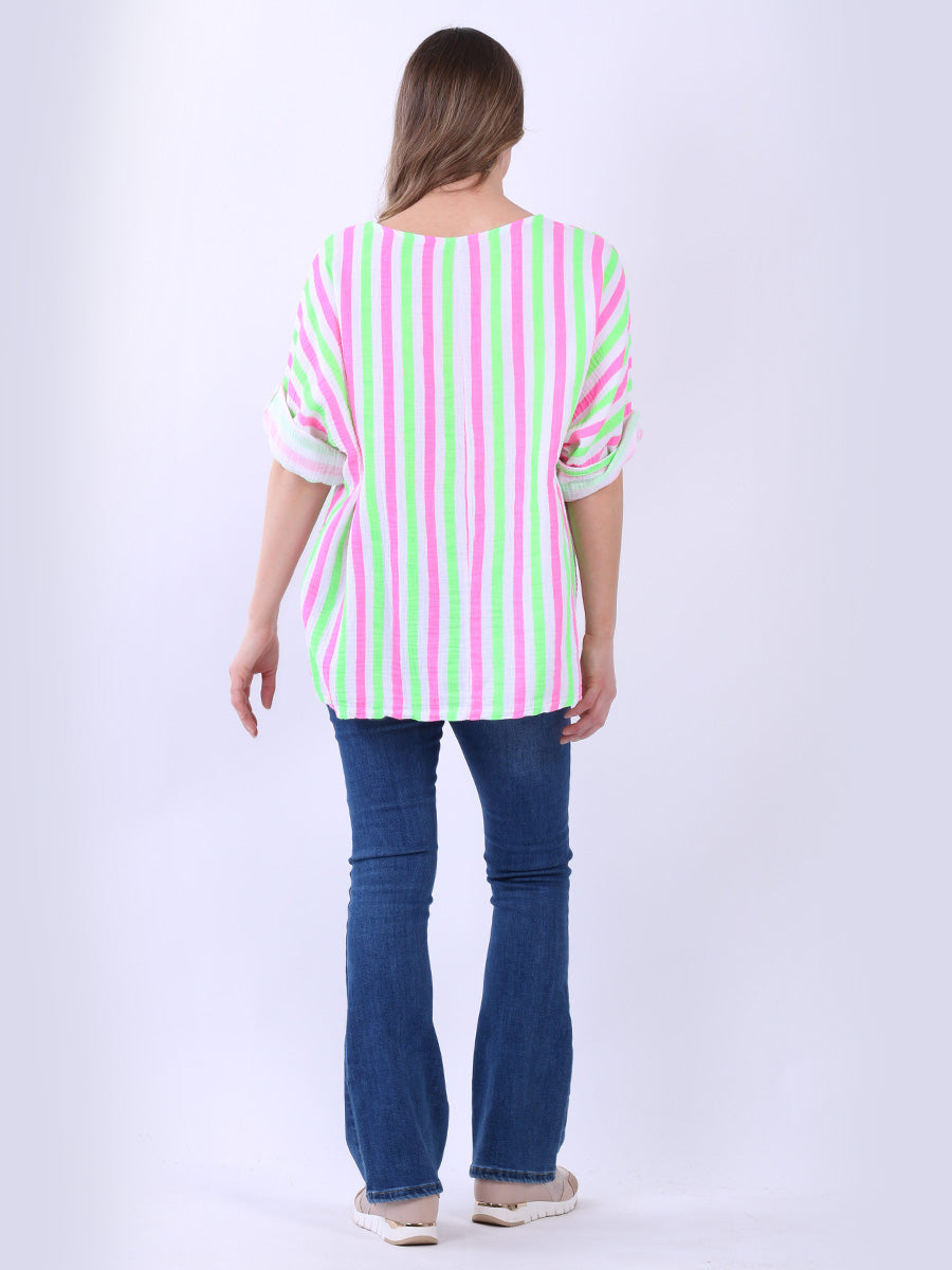 Multi Stripes Baggy Cotton Top