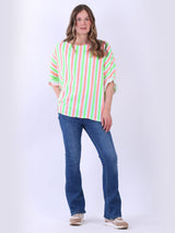 Cotton Stripy Top Green