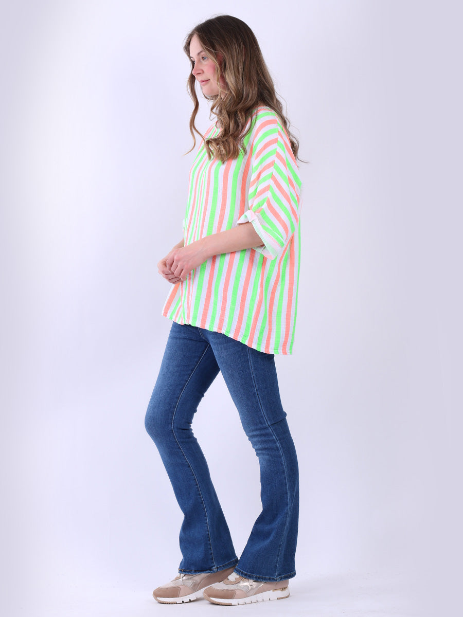 Multi Stripes Baggy Cotton Top