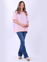 Cotton Stripy Top Lilac