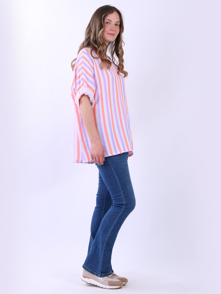 Multi Stripes Baggy Cotton Top