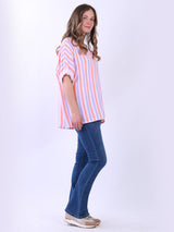 Multi Stripes Baggy Cotton Top