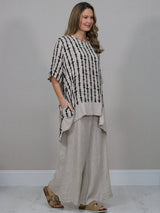 Made In Italy Printed Hi-Lo Linen Top