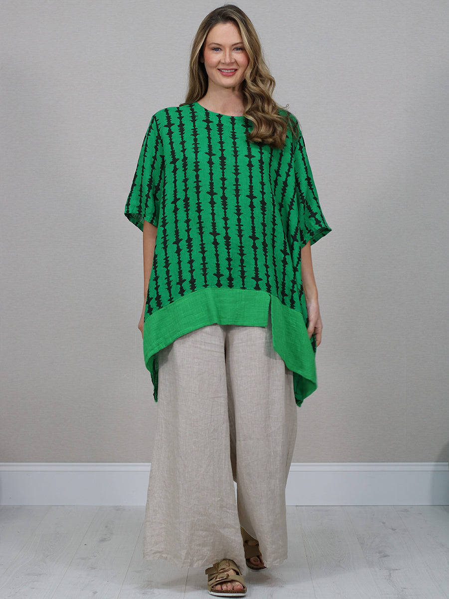 Linen Lagenlook Top Green