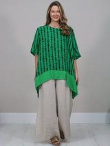 Linen Lagenlook Top Green