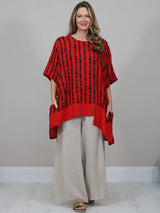 Linen Lagenlook Top Red
