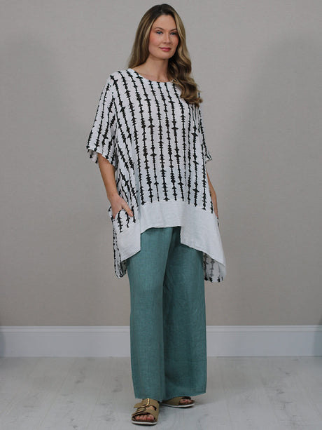 Linen Lagenlook Top White