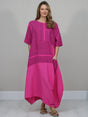 Sripy Linen Dress Fuchsia