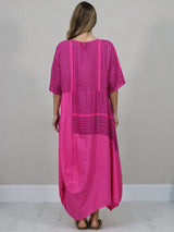 Summer Linen Lagenlook Stripy Dress