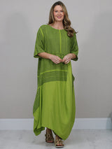 Sripy Linen Dress Lime Green
