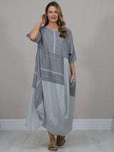 Sripy Linen Dress Silver