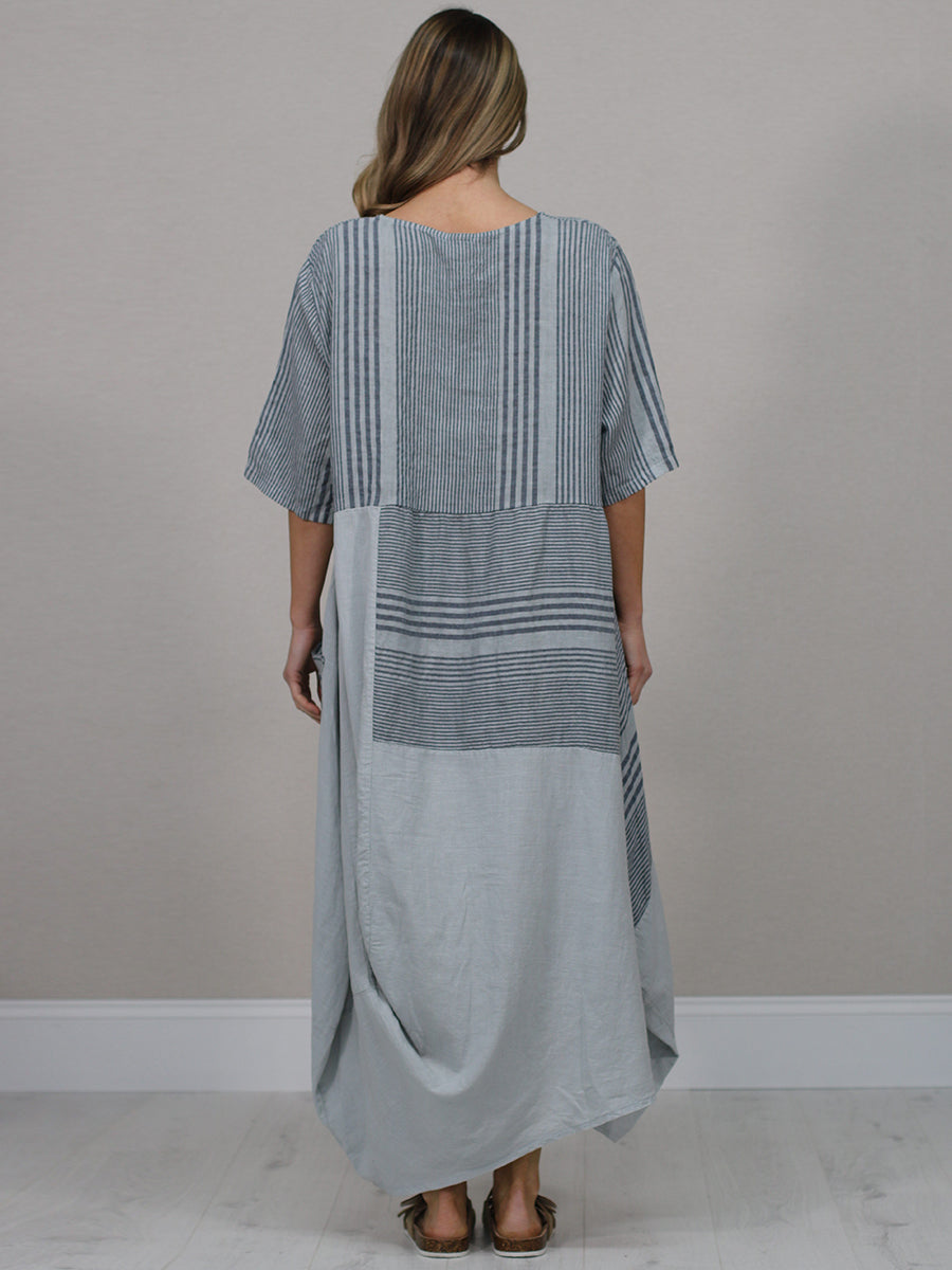 Summer Linen Lagenlook Stripy Dress