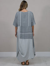Summer Linen Lagenlook Stripy Dress